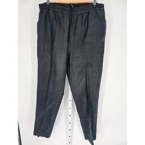 Stunt Sports Women's Wide Leg Elastic Waist High Rise Black Silk Pant Size M